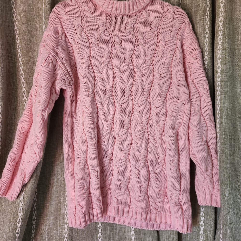 Cozy Cable Knit Sweater - Pink
